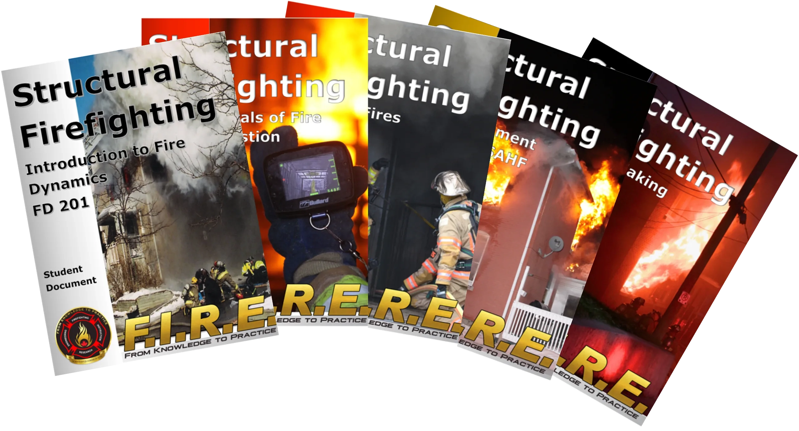 The FKTP Structural Firefighting student documents fanned out, branded F.I.R.E. From Knowledge to Practice